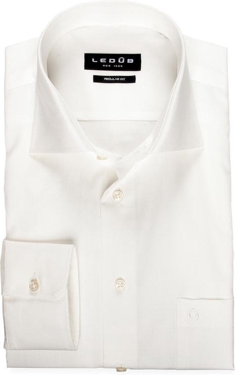 Ledeb Regular Fit overhemd - beige - Strijkvrij - Boordmaat: 48