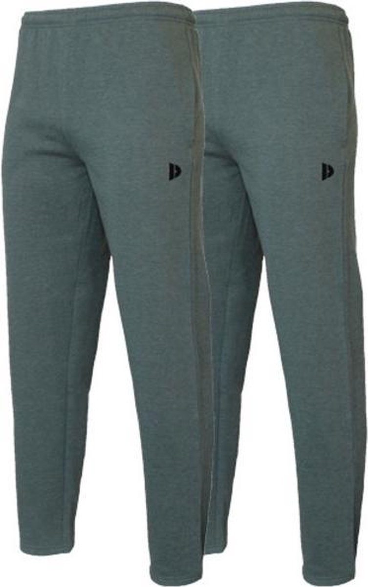 2-Pack Donnay Joggingbroek rechte pijp - Sportbroek - Heren - Maat M - Legergroen gemeleerd