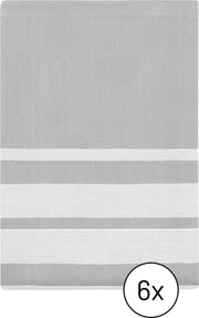 EM Kitchen Theedoek Gestreept Lichtgrijs 50x70cm - 6 stuks