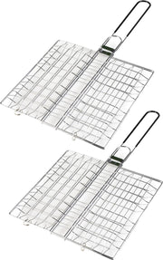 2x stuks bBQ/barbecue hamburger grill klem 49 cm - Hamburgergrill roosters voor op de barbecue