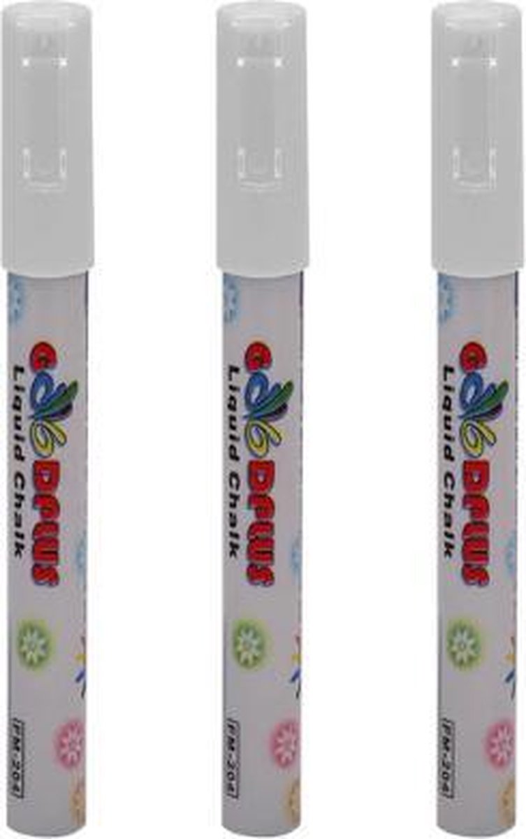 3 stuks | Witte Raam Stift | Krijtbordstift | Liquid Chalk Marker