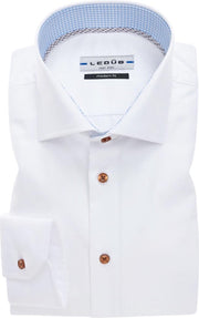 Ledûb Modern Fit overhemd - wit (contrast) - Strijkvrij - Boordmaat: 48