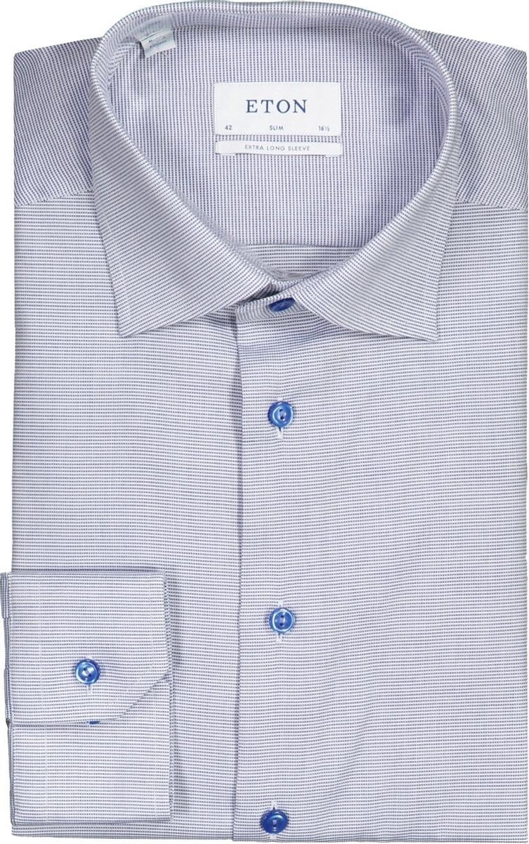 Eton  Overhemd Blauw Getailleerd - Maat UK17-EU43 - Heren - Herfst/Winter Collectie - Katoen