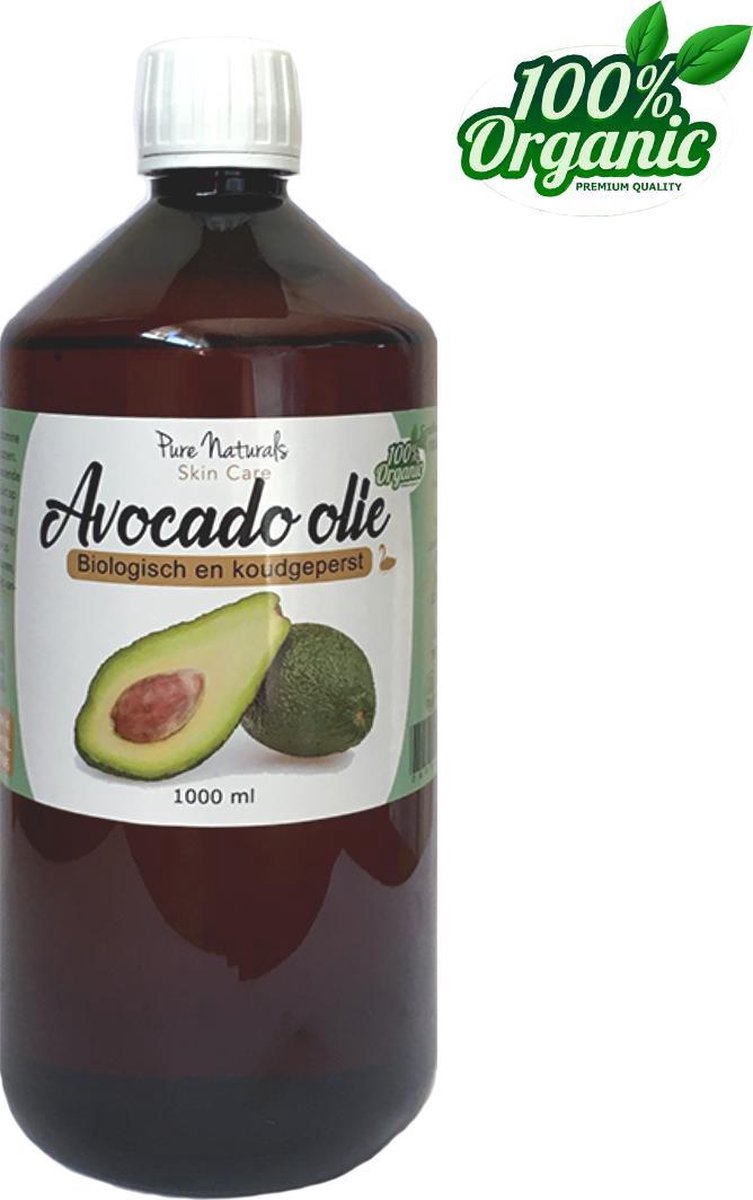 Avocado olie 1000 ml - Koudgeperst - Biologisch - Geraffineerd - Koudgeperst - Voor huid