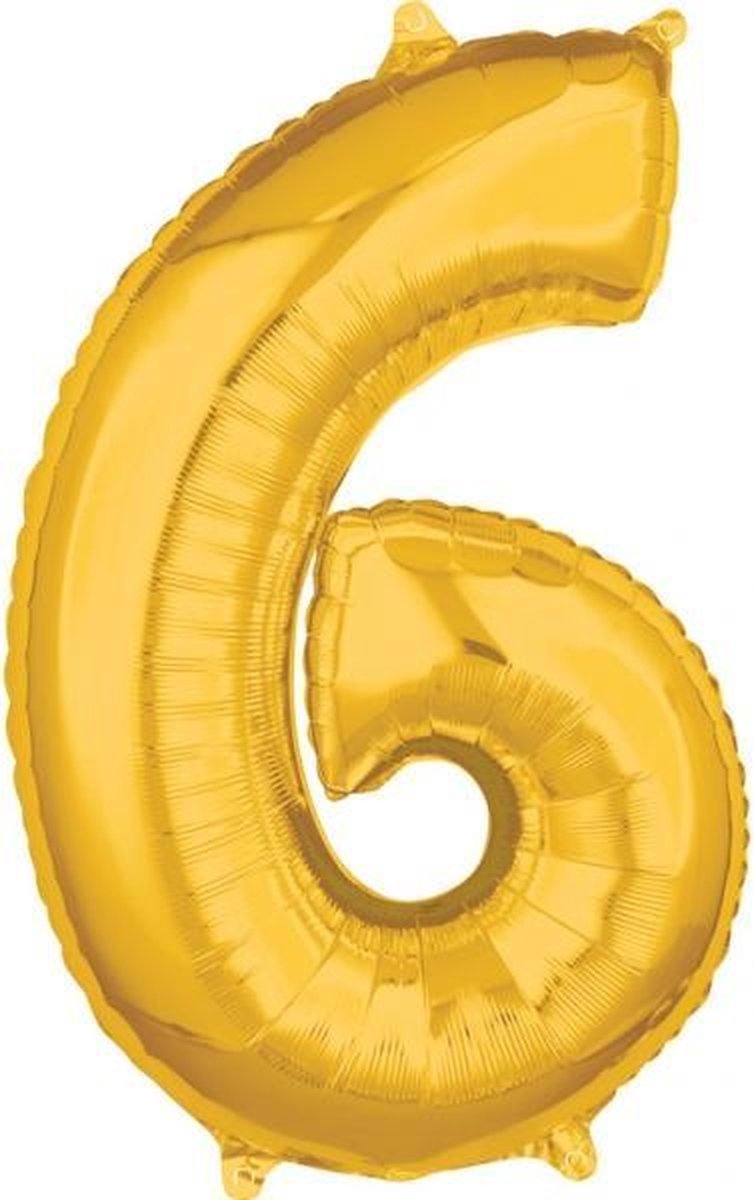 26 Number 6 Gold 26 Inch Foil Balloon P31 packed 43 x 66cm