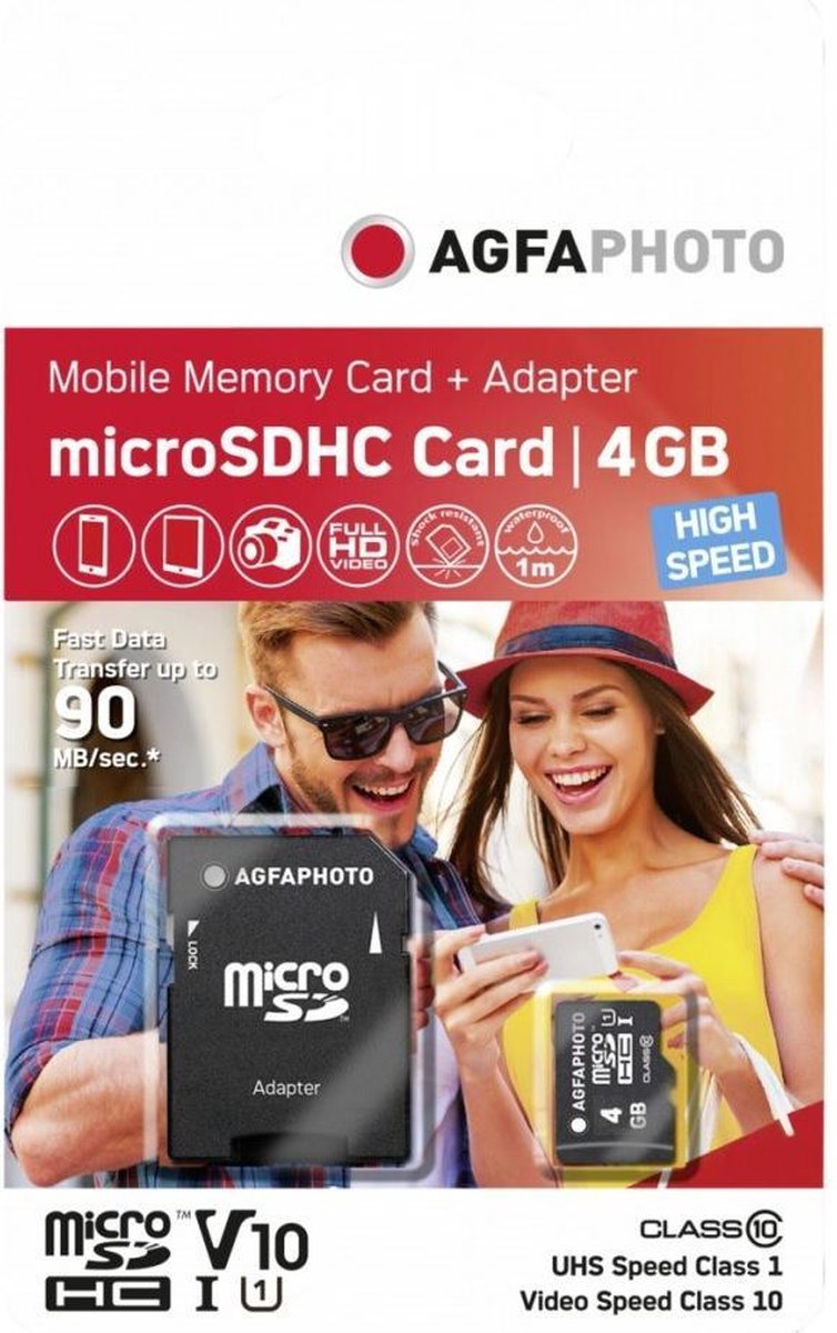 AgfaPhoto Mobile High Speed 4GB Micro SDHC Class 10 (+ Adapter)