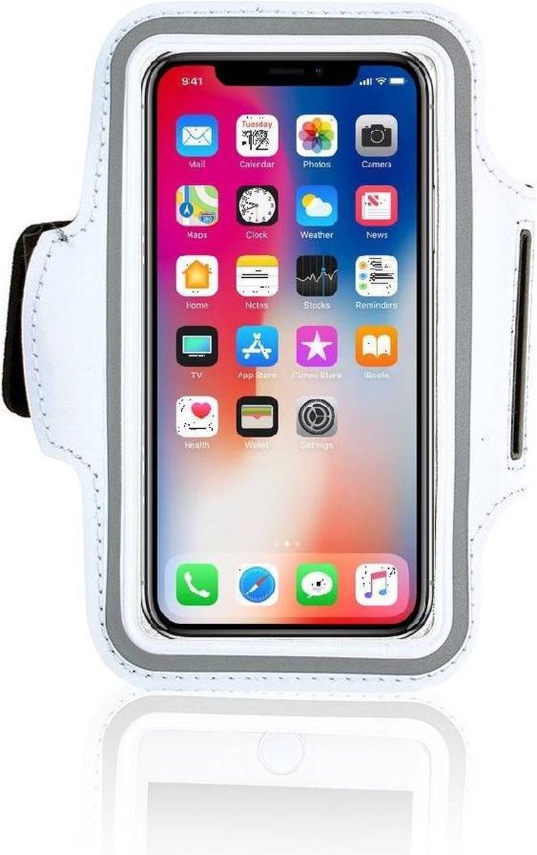 iPhone X hoes Sport armband Hardloopband Hoesje Wit