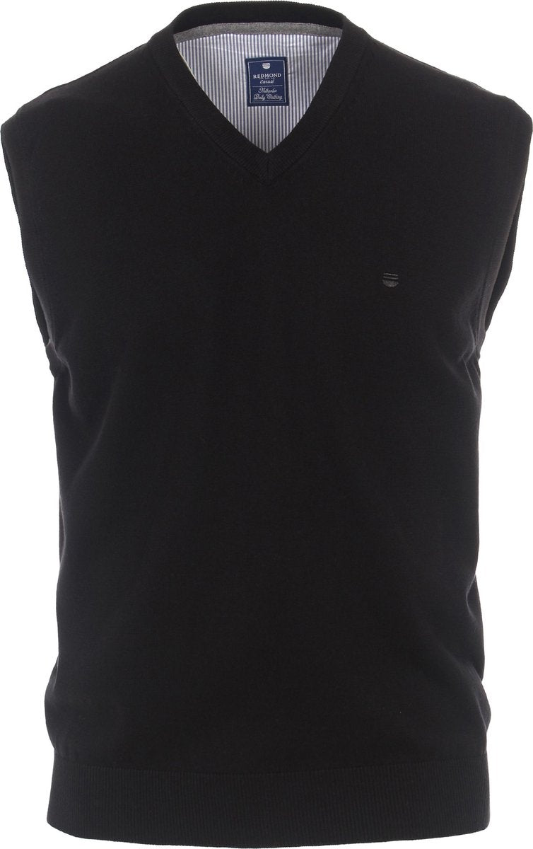 Redmond heren trui katoen V-hals - zwart melange -  Maat: 3XL