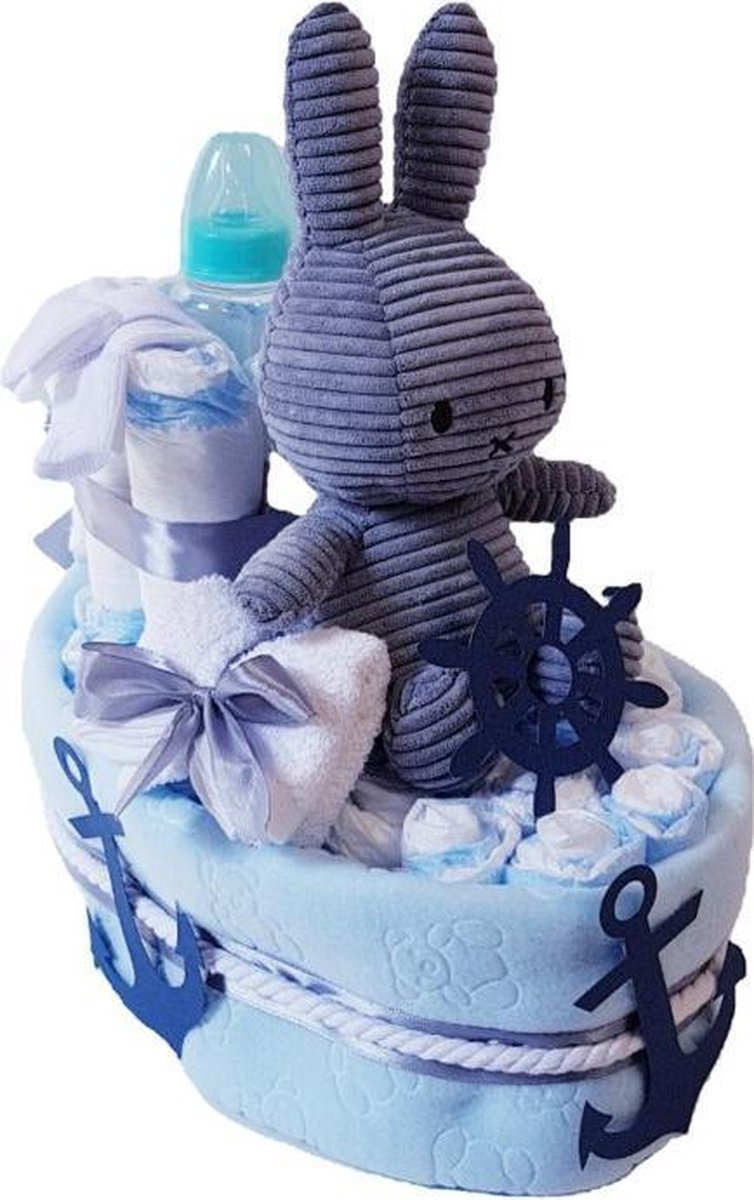 Nijntje Luiertaart Boot Blauw | Kraamcadeau | Kraampakket | Baby Cadeau