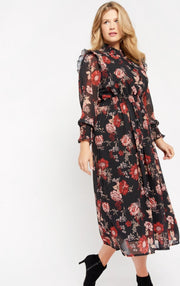 Maxi jurk met bloemenprint - Rood