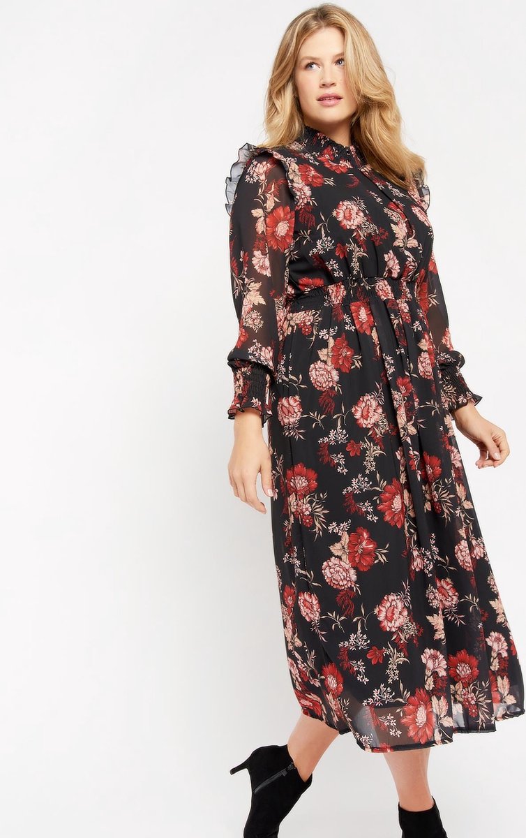 Maxi jurk met bloemenprint - Rood