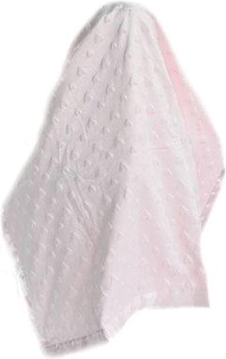 Luxe Fleece Hartjes Deken met Satijn | 75 x 100 cm | ROZE
