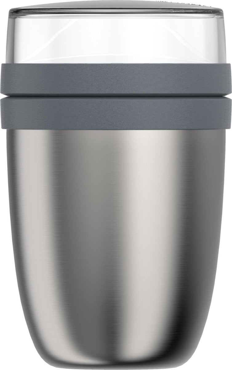 Mepal – Isoleer lunchpot Ellipse – houdt je eten 6-8 uur warm en 12 uur koud – Natural brushed – 2 compartimenten – Soep beker to go – Yoghurt beker muesli