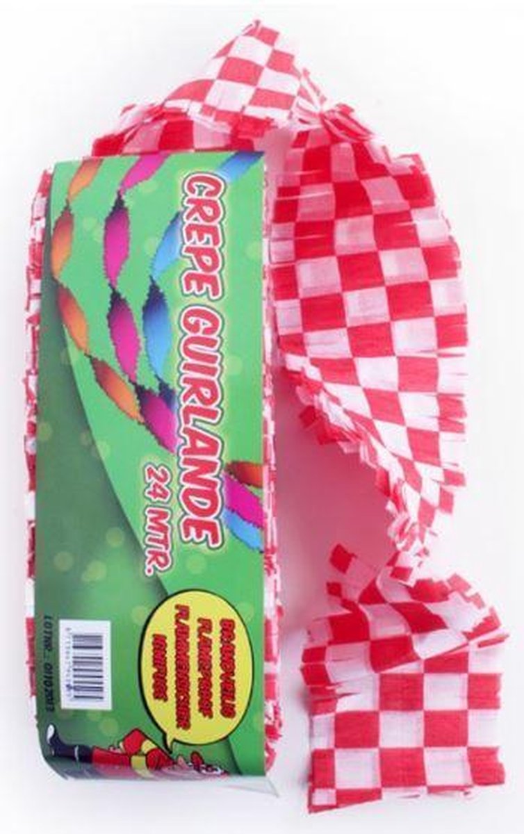 Guirlande Brabant rood wit geblokt - 24m | Brandvertragend