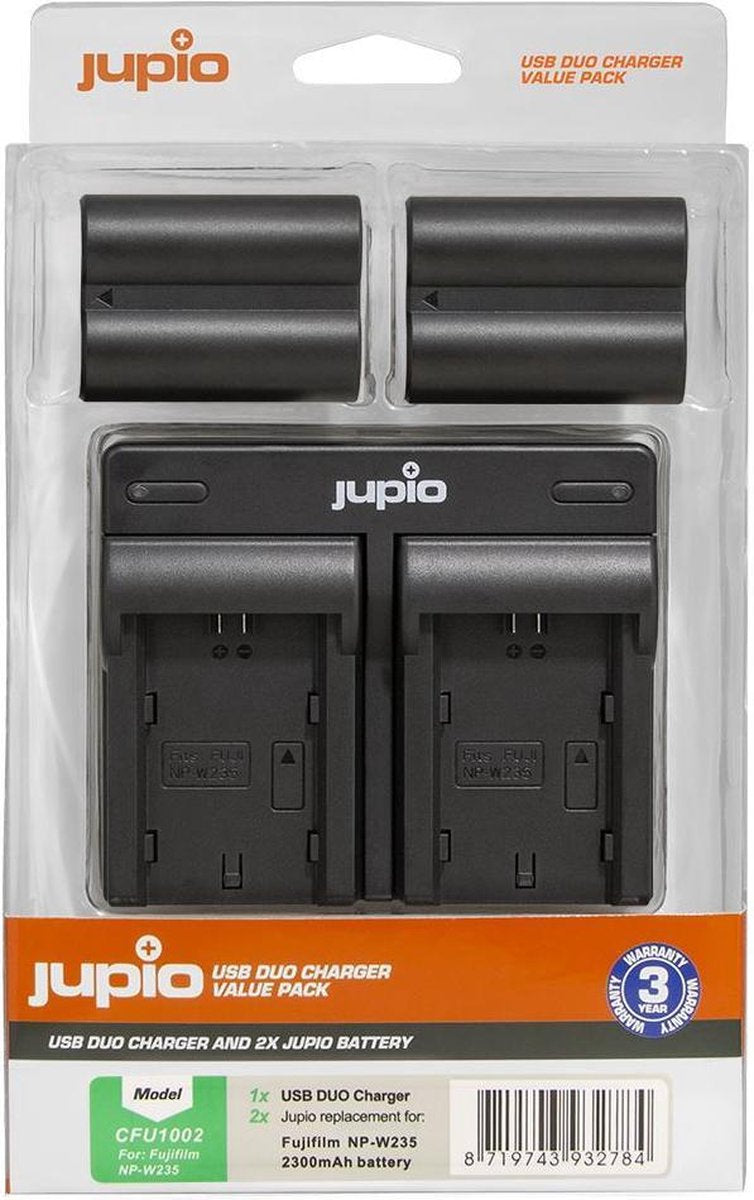 Jupio Value Pack: 2x Battery NP-W235 + USB Dual Charger