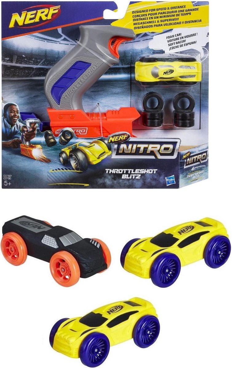 Nerf - Throttleshot Bliz- Set - Lanceer - Met 3 auto's - Schuimauto - Van Hasbro