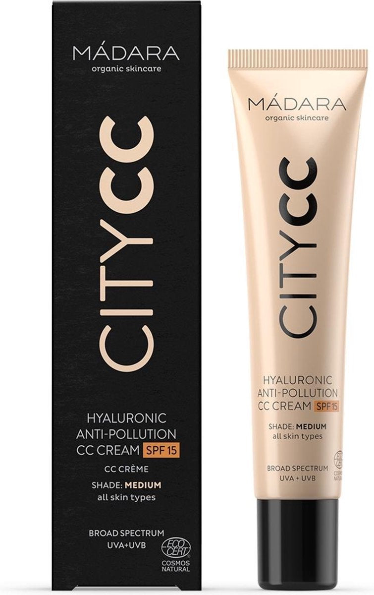 MÁDARA Organic Skincare - Anti-Pollution CC Cream SPF15 MEDIUM BEIGE - 40ml - Met hyaluronzuur en UVA/UVB-bescherming