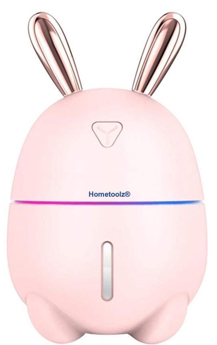 Hometoolz | roze mini luchtbevochtiger | in de vorm van een schattig konijntje | 300 ml