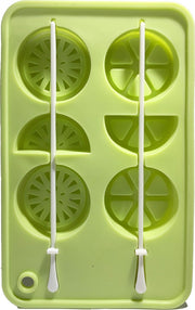Ultrasativa Siliconen IJsblokjesvorm - Fruit Spies - Citroen/Limoen Vorm - Ijsblok - Met Stokje - Lang Ijsblok - Ijsblokjes vorm - BPA Vrij - 100% Silicone - Groen - 6 Ijsblokjes - Design Ijsblokjes - Fruit Mal -