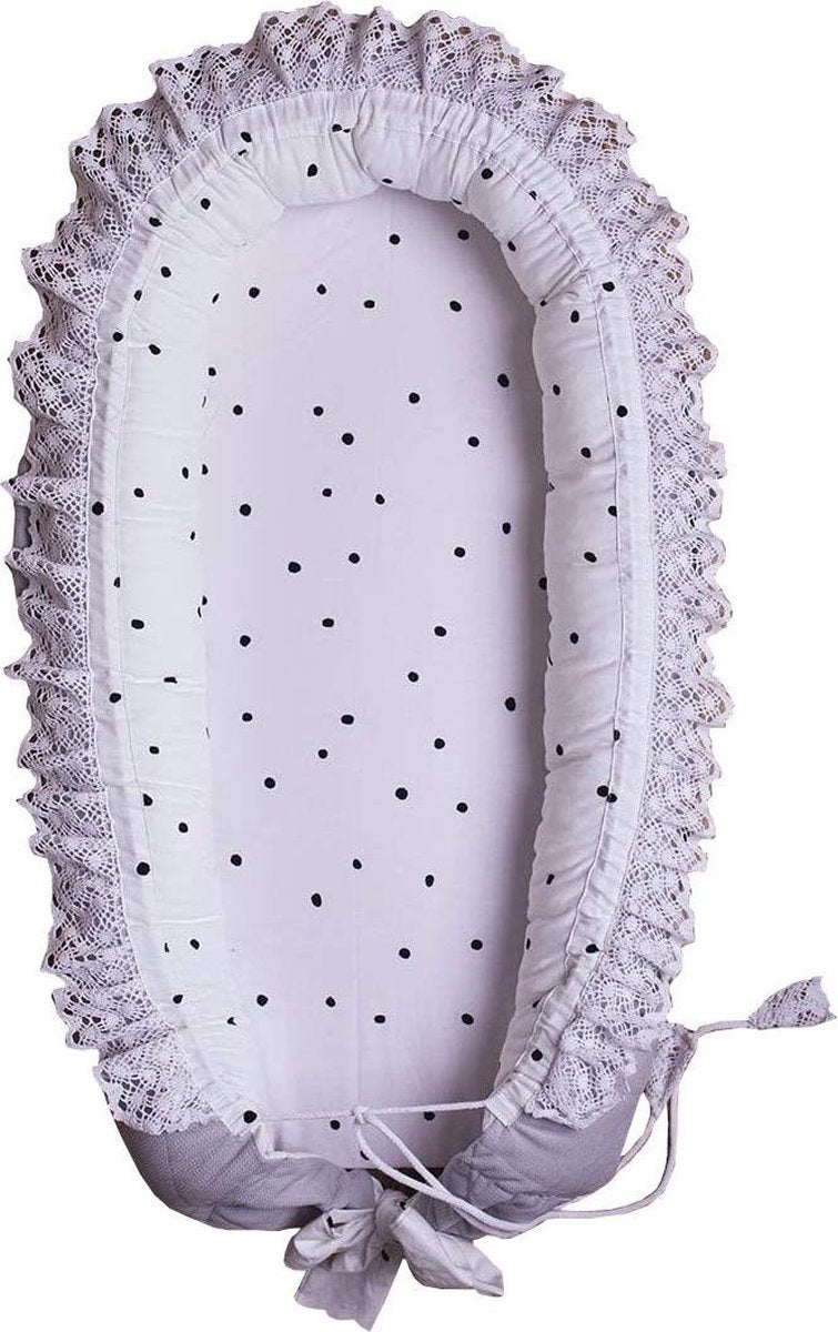 Kinder Hop Babynest Triangles Fluweel/katoen Lichtgrijs/wit