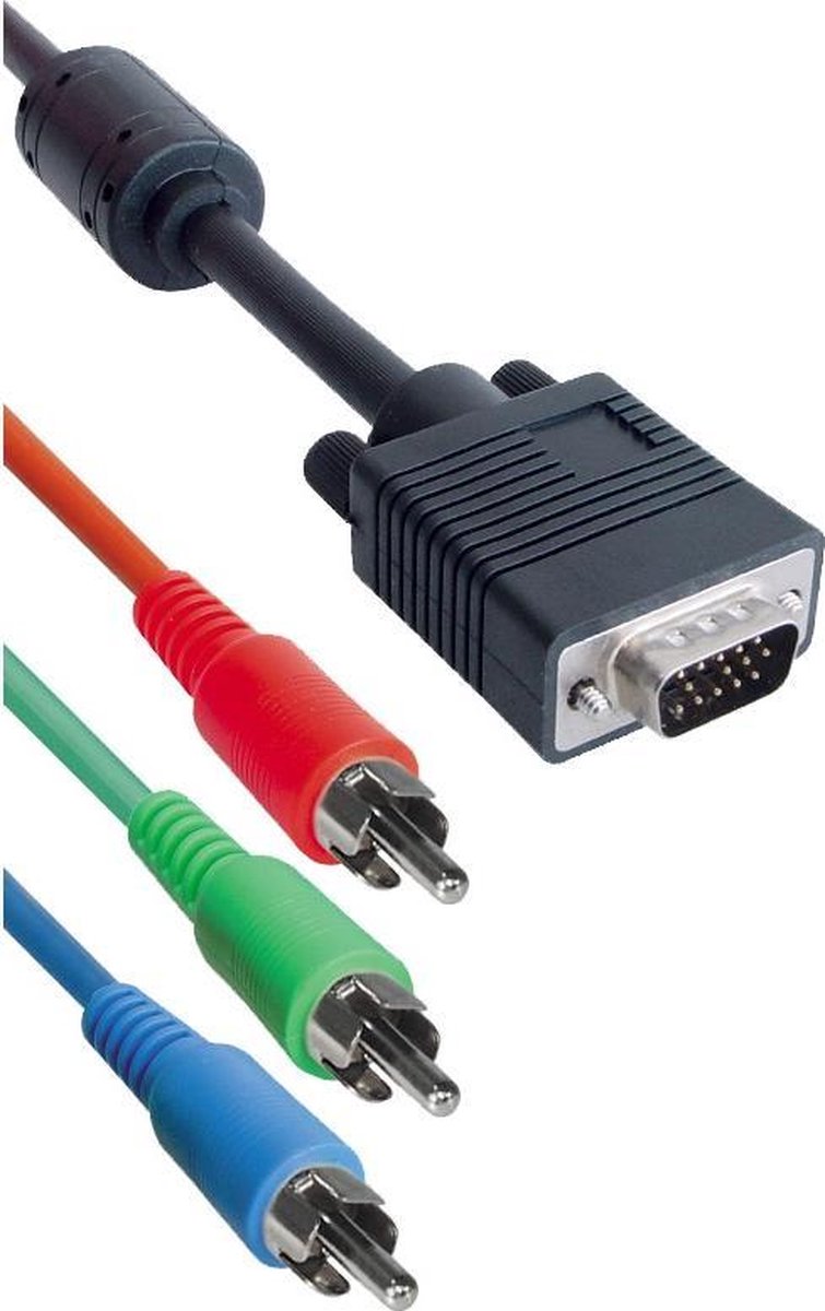 Transmedia VGA (m) - Component 3RCA (m) kabel / zwart - 2 meter