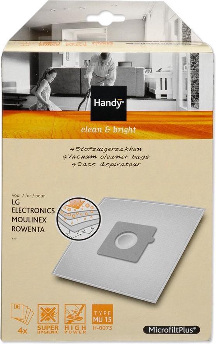 Handy stofzuigerzakken MU15 - 4 stuks - geschikt voor LG
