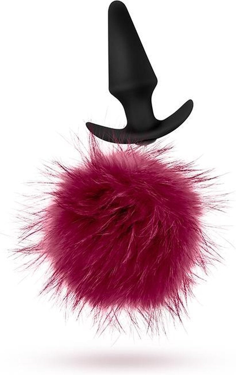 Blush - Pom plug anaalplug met konijnenstaartje - Rood