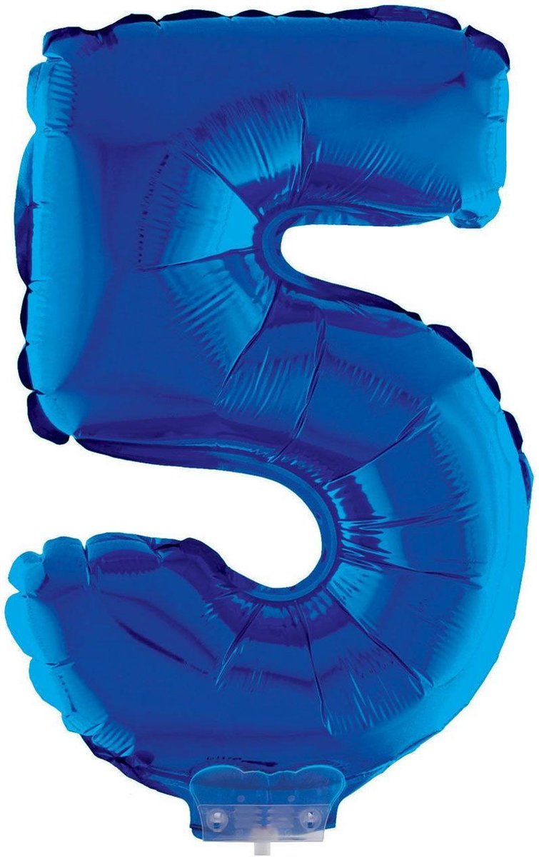 Cijferballon folie nummer 5 | Opblaascijfer 5 blauw 41cm