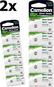 10 Stuks (2 Blisters a 5St) - Camelion Silver Oxide SR41W/392 1.55V knoopcel batterij