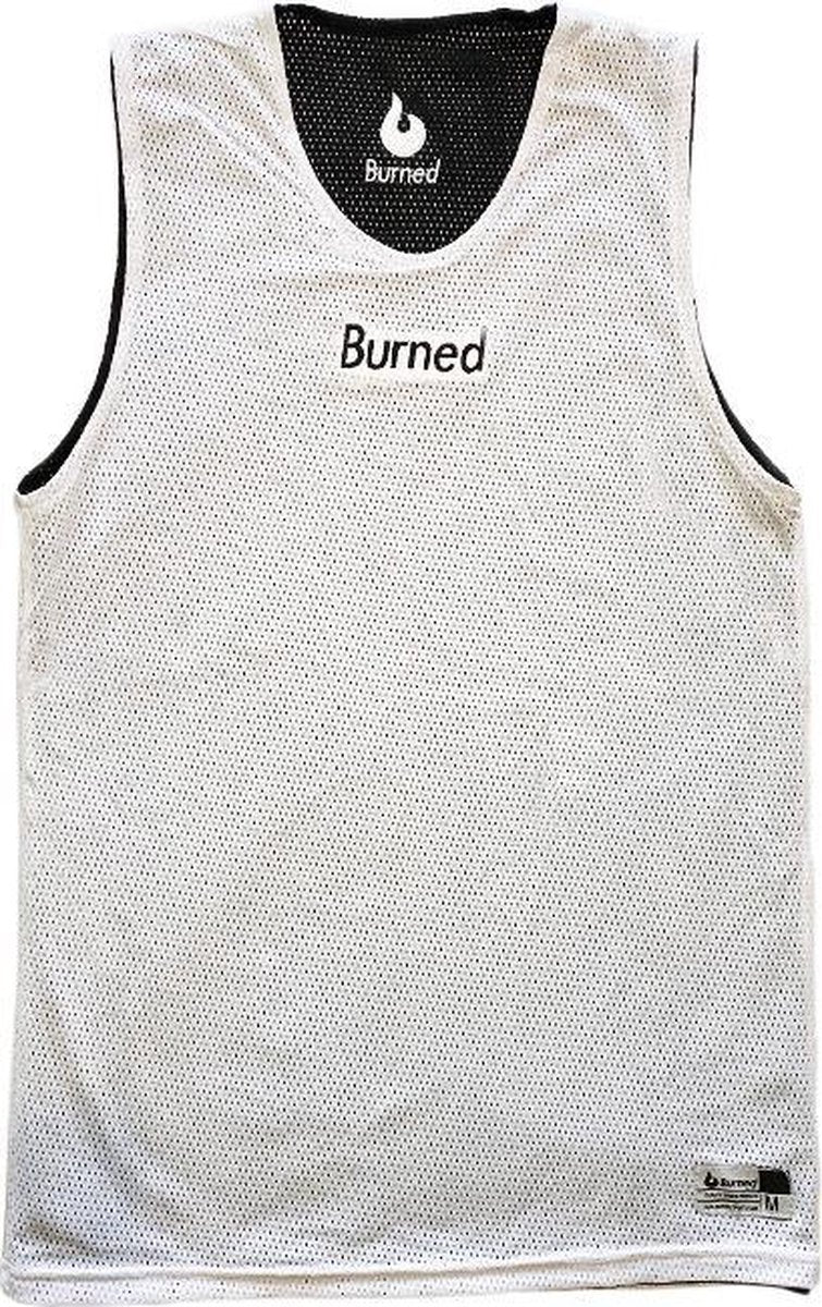 Burned Big Hole Mesh Jersey Dubbelzijdig Zwart Wit M