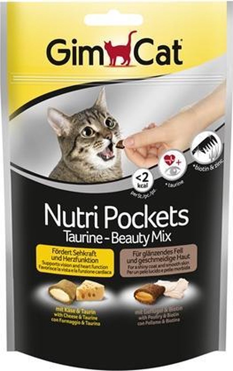 Gimcat nutri pockets taurine-beautymix kaas / taurine - 150 gr - 1 stuks