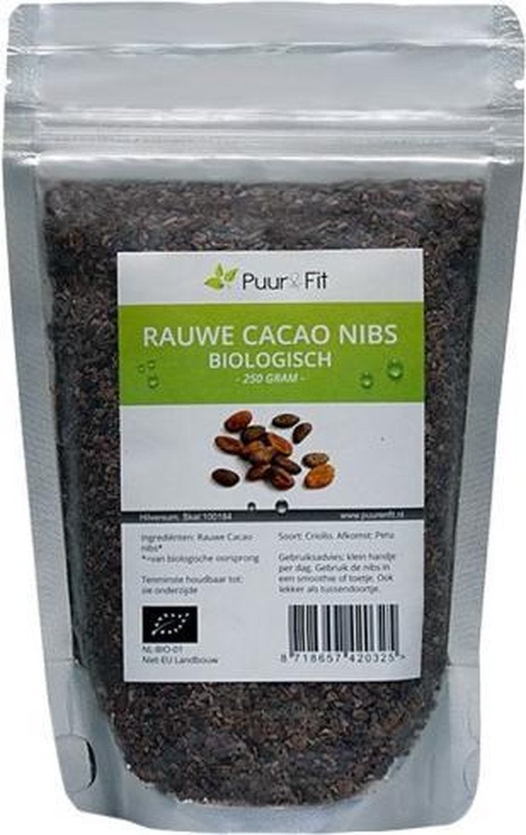 Puur&Fit Cacao Nibs Rauw Biologisch - 250 gram