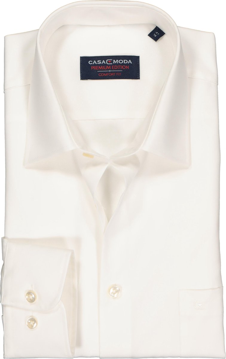 Casa Moda Overhemd Ecru Effen Poplin Kent ML7 Comfort Fit - 43