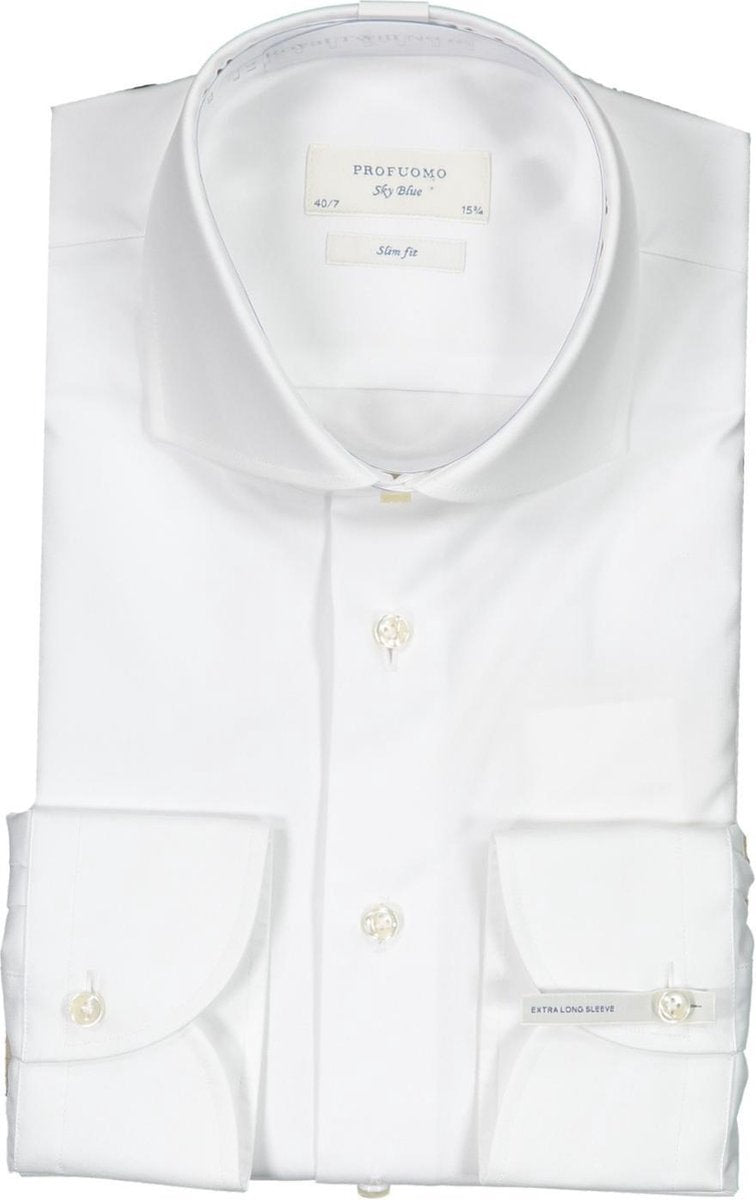 Profuomo   Overhemd Wit Getailleerd - Maat UK18-EU45 - Heren - Never out of stock Collectie - Katoen