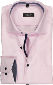 ETERNA comfort fit overhemd - twill structuur - roze (contrast) - Strijkvrij - Boordmaat: 48