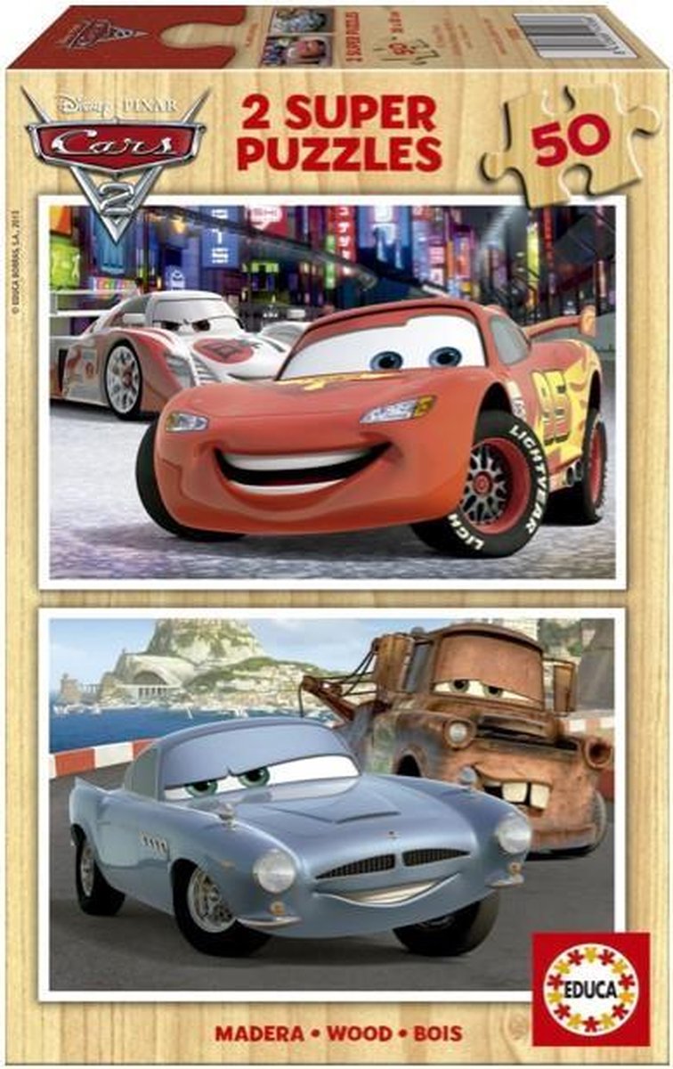 Educa HOUT: Cars - 2 x 50 stukjes