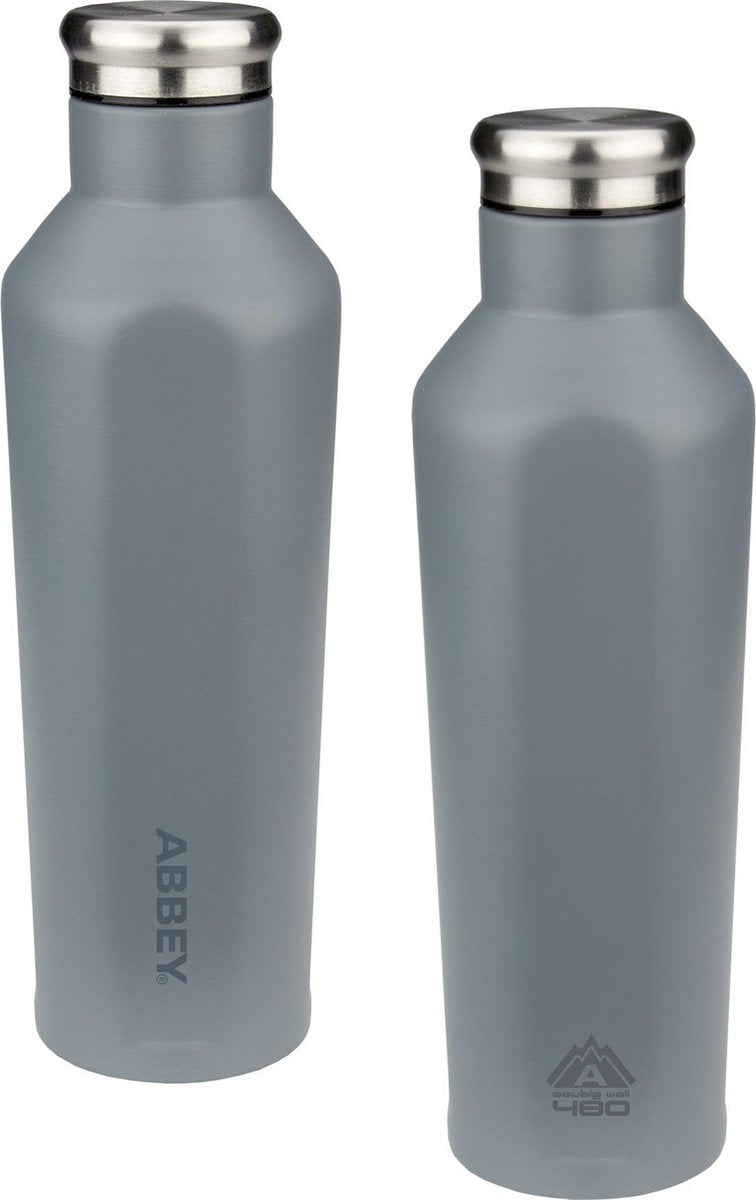 Abbey Drinkfles Dubbelwandig - Godafoss - 0.48 L - Grijs/Zilver - 0