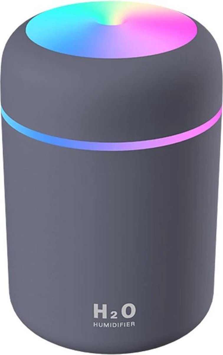 Aroma diffuser 300ML - Aromatherapie - Geur Verdamper - Luchtbevochtiger met Sfeer en nachtlampje - Vernevelaar - Etherische Olie -Donker Grijs / Zwart