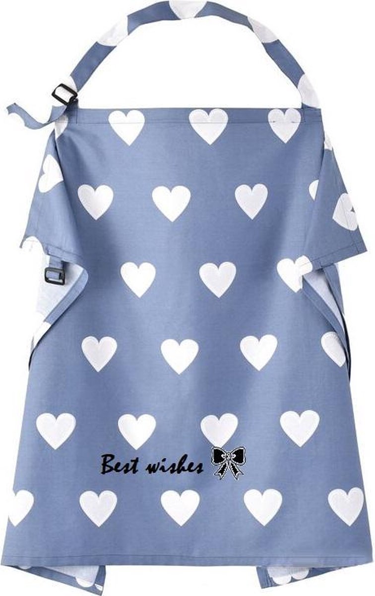 Voedingsdoek – Borstvoedingsdoek - Afschermdoek Tijdens Voeden - Hartjes blauw- 68 x 93 cm