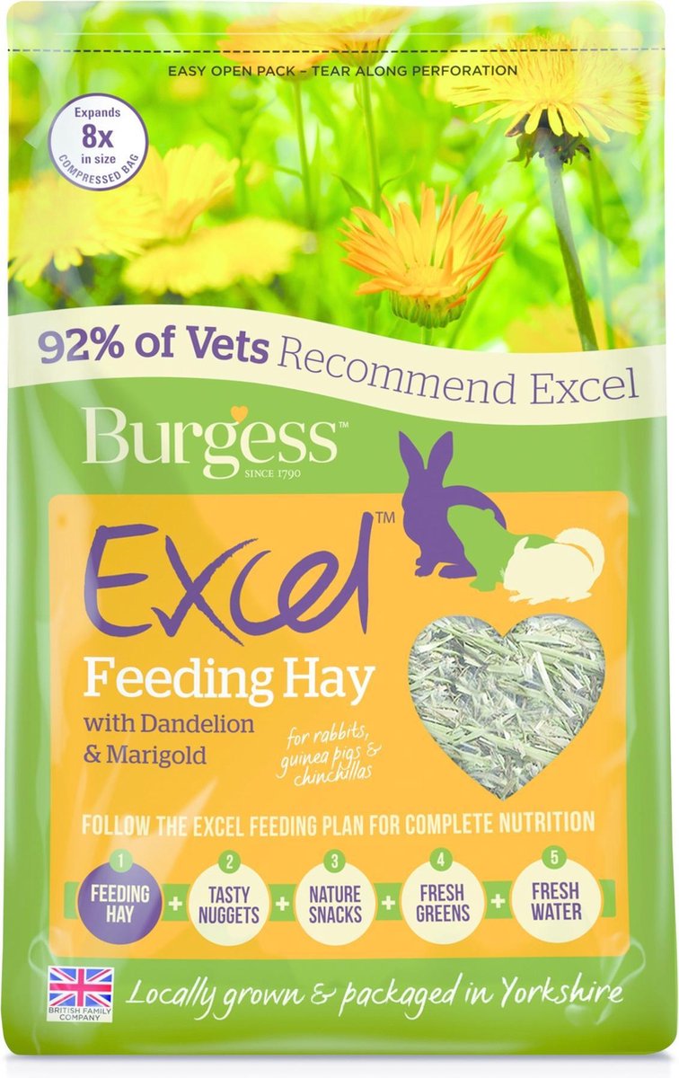 1 kg Burgess excel feeding hay paardenbloem en goudsbloem