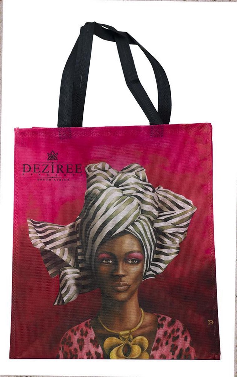 Shopper tas - Shopper tas dames - Boodschappen tas - African Woman Black & White - WhimsicalCollection - Afrikaanse vrouw - Gemaakt van hergebruikte PET Flessen - Milieubewust en Groen. Origineel Afrikaanse passend bij de African Women collectie