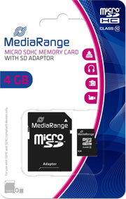 SD Micro SD Card 4GB MediaRange SD CL.10 inkl. Adapter