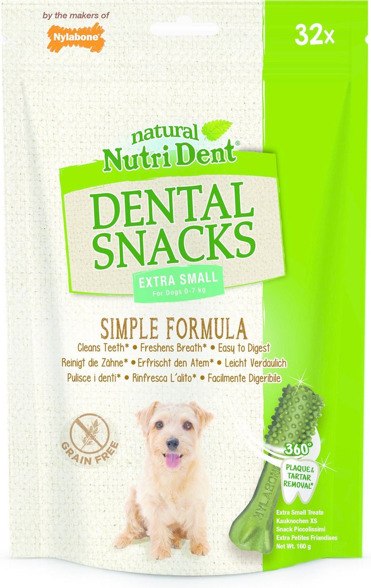 Nylabone Nutri Dent Dental Snacks - Gebitsverzorgende hondensnack om tandplak en tandsteen te verminderen - Verfrist de adem - Mini / Small / Medium / Large - Mini - 32 stuks