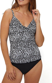 Bomain Square Print Tankini Zwart/Wit Dames - Maat 40