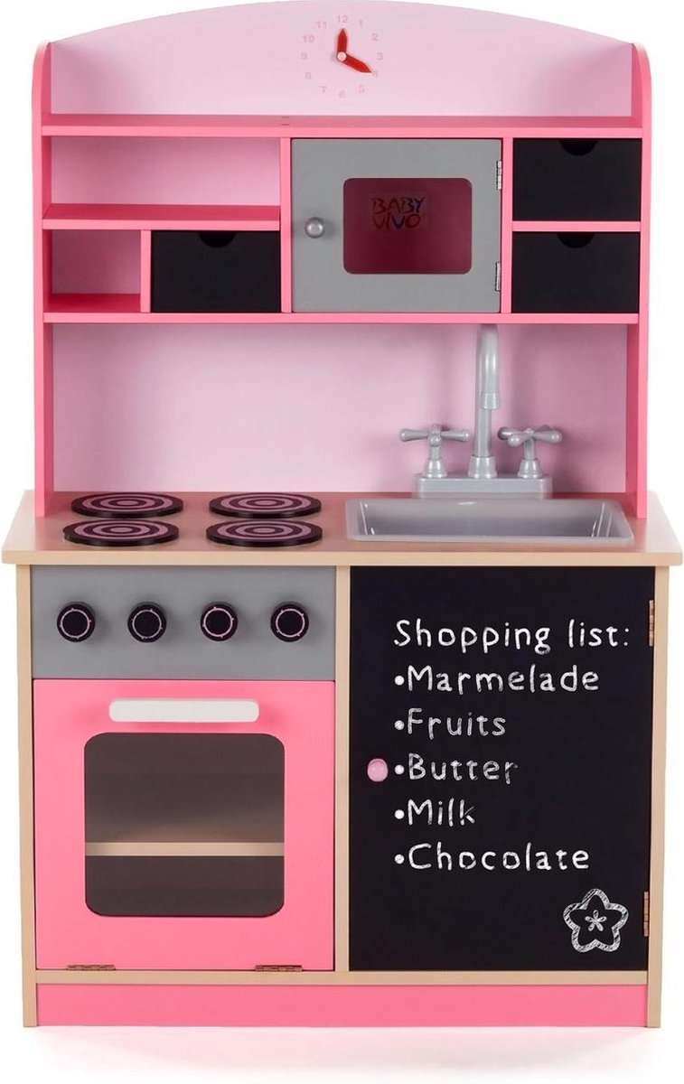 Meubilaire Kinderkeuken - Speelkeuken - Roze - Meisjes speelgoed - Hout