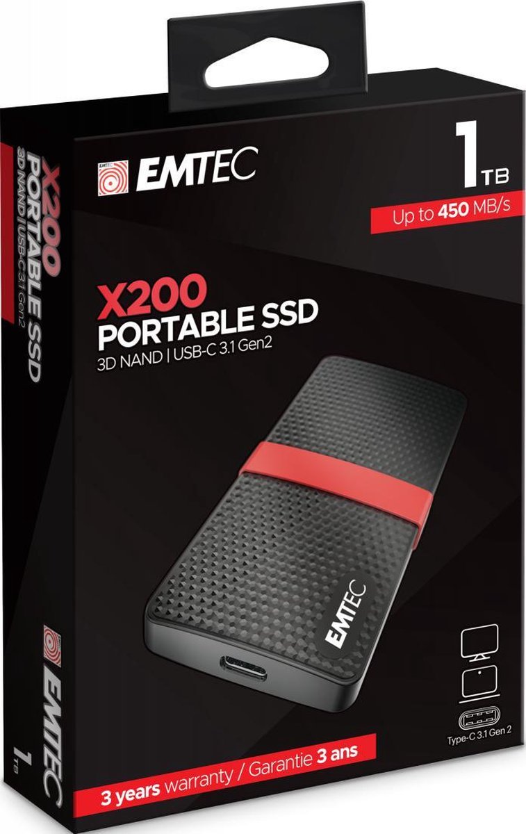 SSD 1TB EMTEC 3.1 Gen2 X200 Portable 4K retail