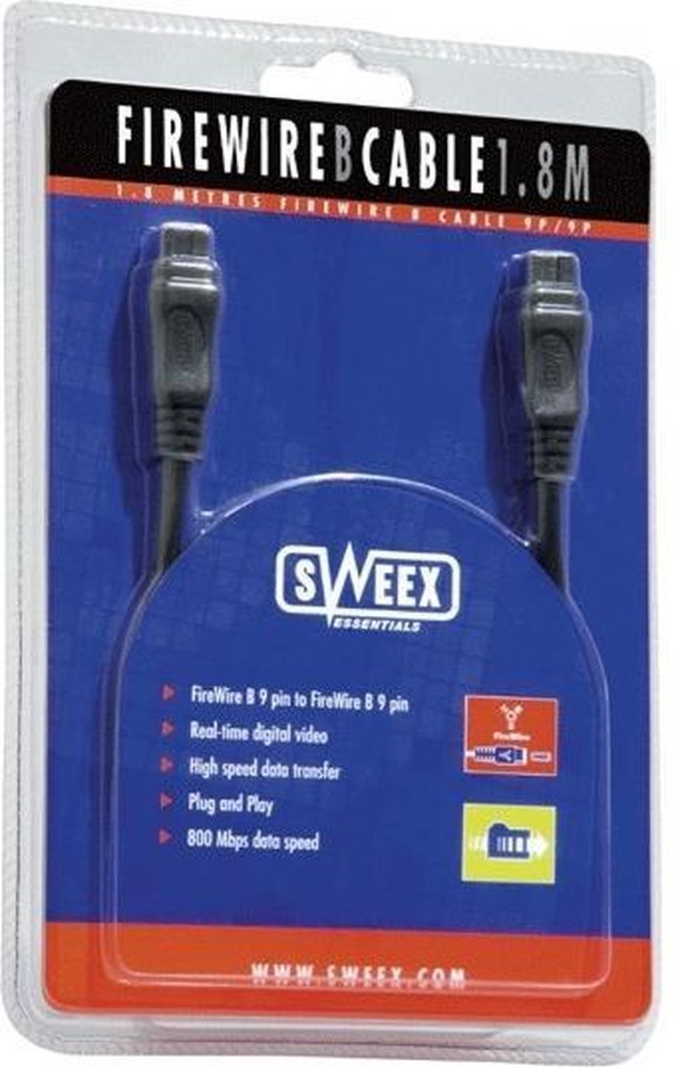 Sweex FireWire 800 Cable - 1.8m Zwart 1