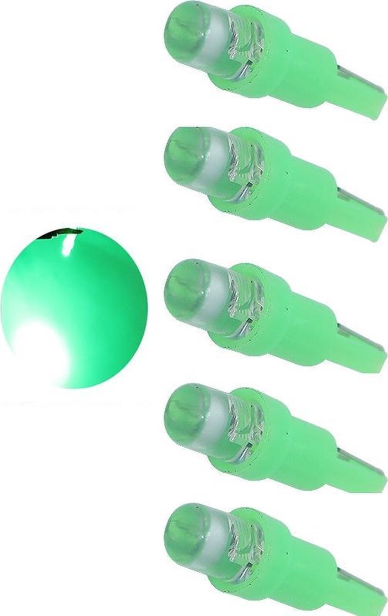 Auto LEDlamp |5x autoverlichting LED T5 | kleur groen | 12V DC