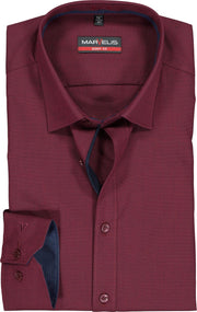MARVELIS body fit overhemd - bordeaux rood  (contrast) - Strijkvrij - Boordmaat: 39