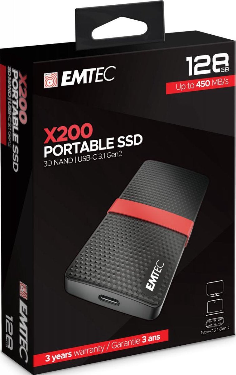 SSD 128GB EMTEC 3.1 Gen2 X200 Portable 4K retail